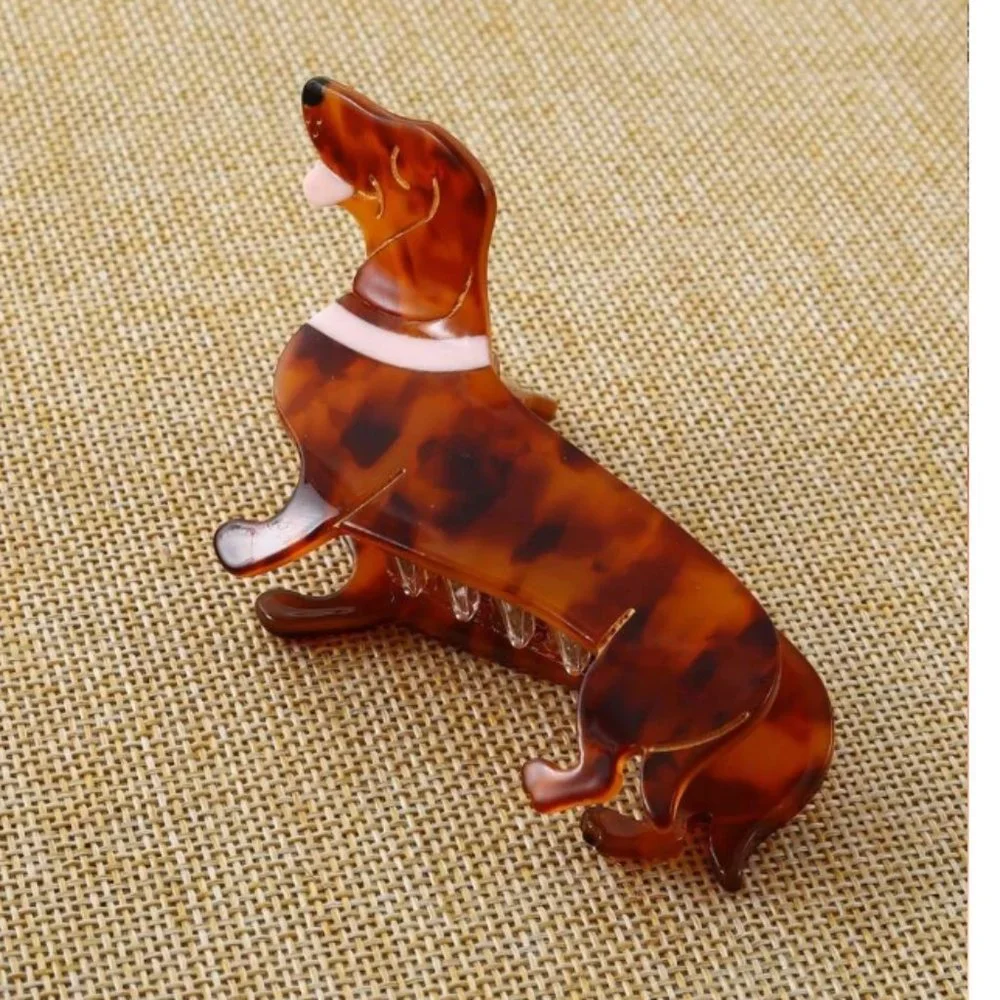 ⭐️❤️❤️FREE Dog Puppy Dachshund Hair Chic Glam Trendy Weiner Minimalist Claw Clip